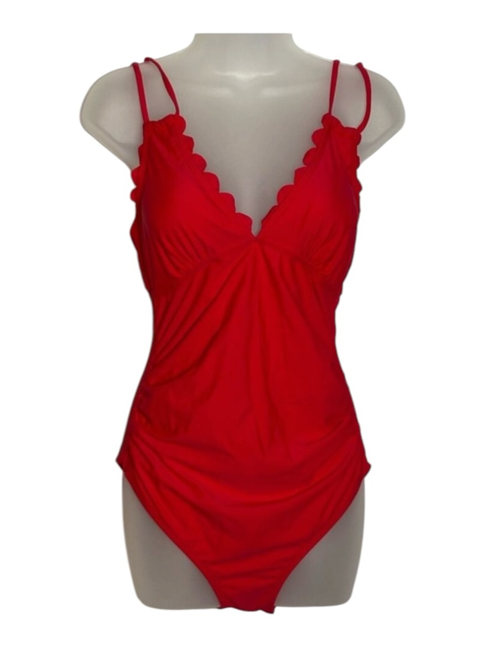 Charmo- Red Scalloped One-Piece Swimsuit- M NWT